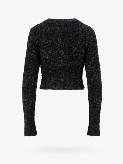 Cotton tweed knitted cropped cardigan thumbnail
