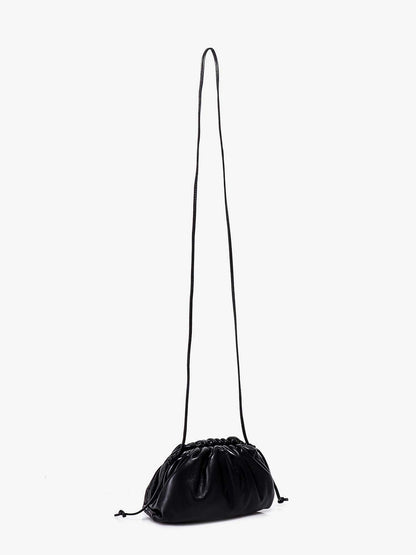 Gathered mini pouch with leather shoulder strap thumbnail