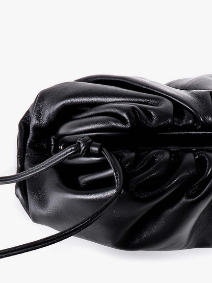 Gathered mini pouch with leather shoulder strap thumbnail