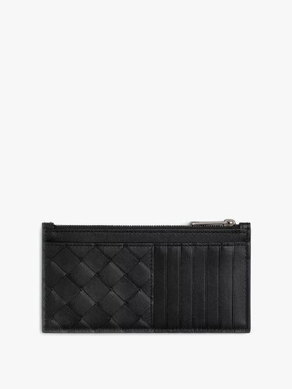 Leather wallet with intrecciato motif thumbnail
