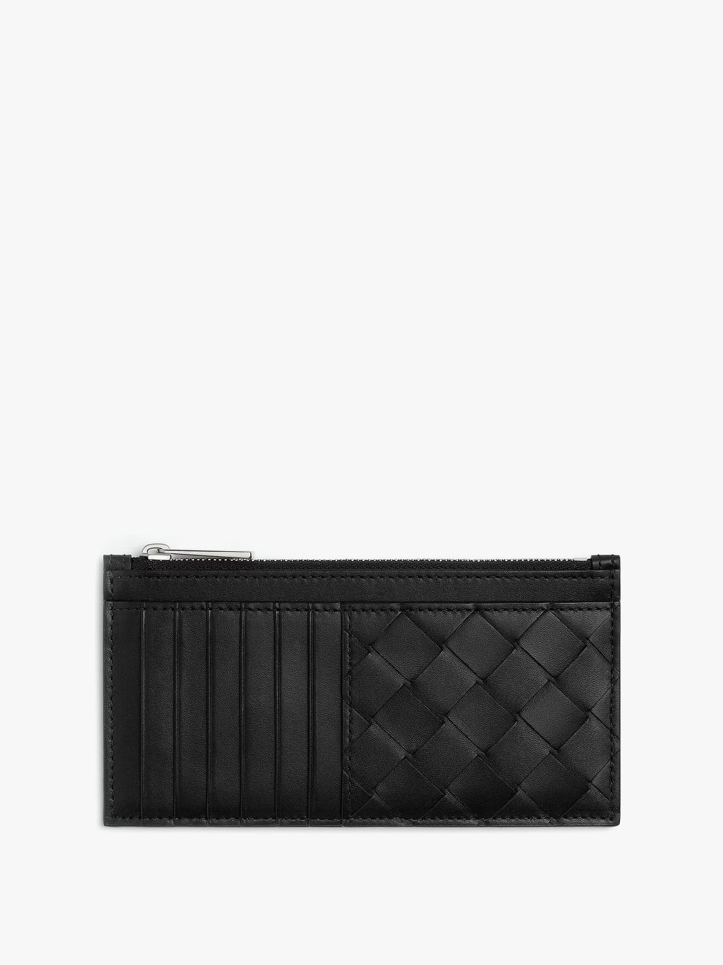 Leather wallet with intrecciato motif