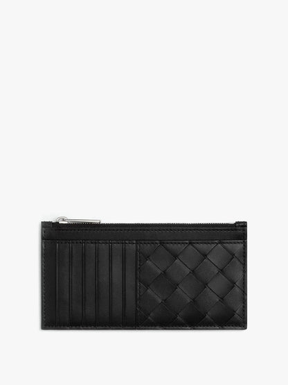 Leather wallet with intrecciato motif thumbnail