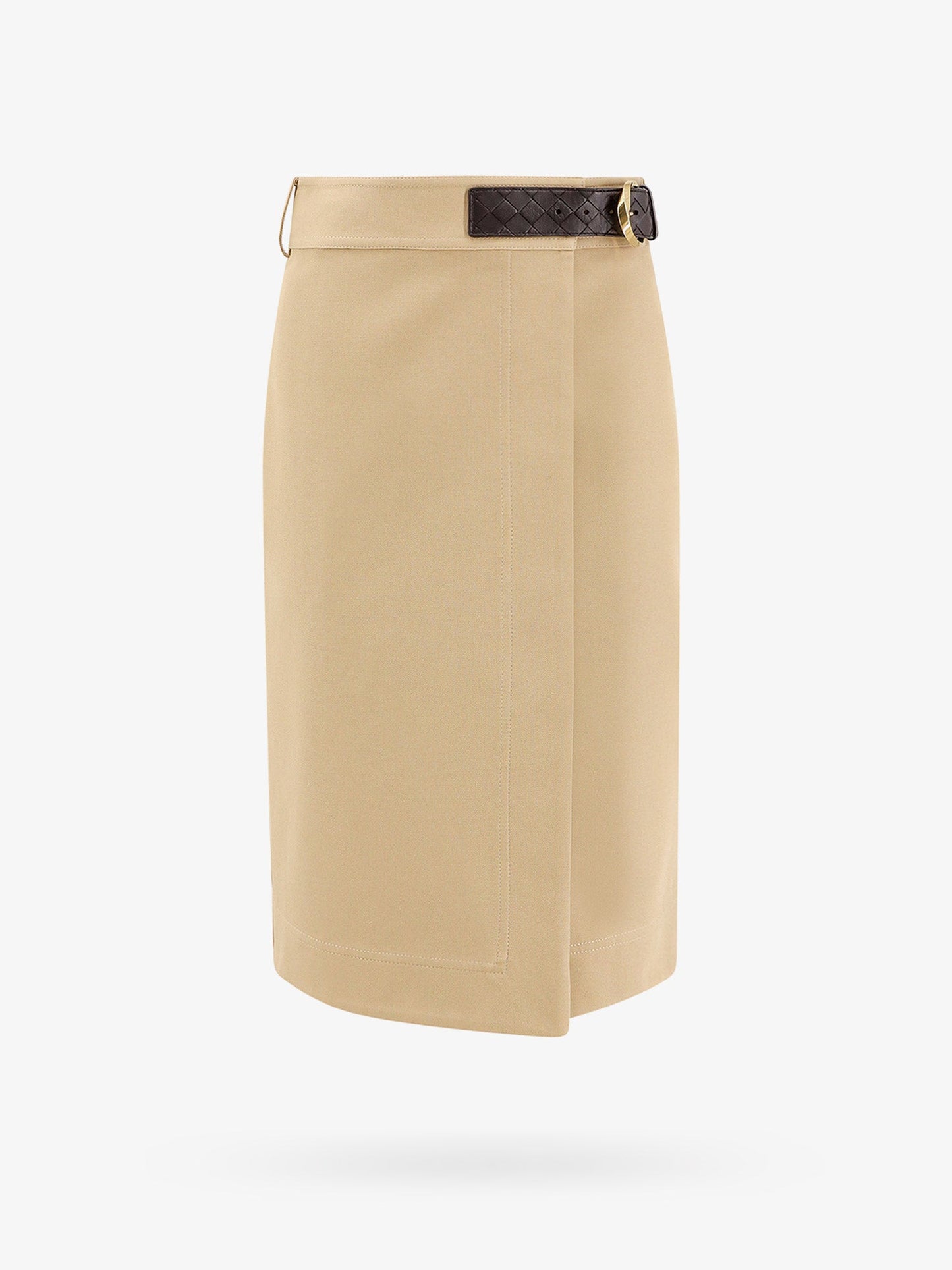 Cotton midi skirt with leather belt