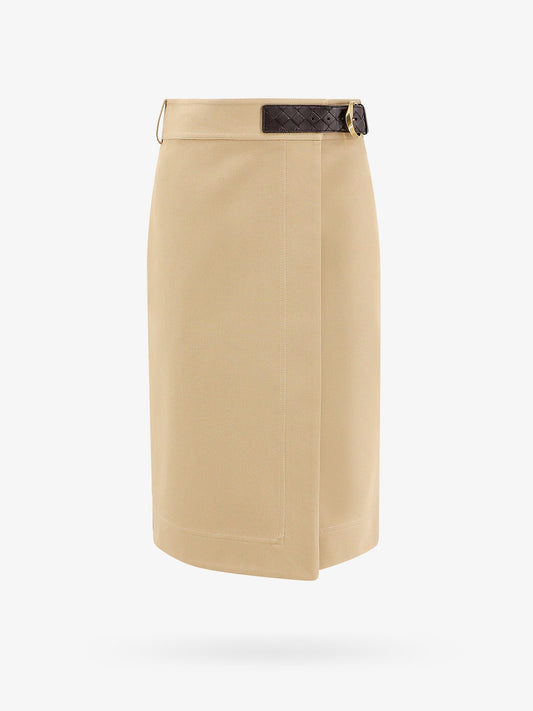 Cotton midi skirt with leather belt
