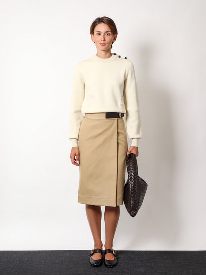 Cotton midi skirt with leather belt thumbnail