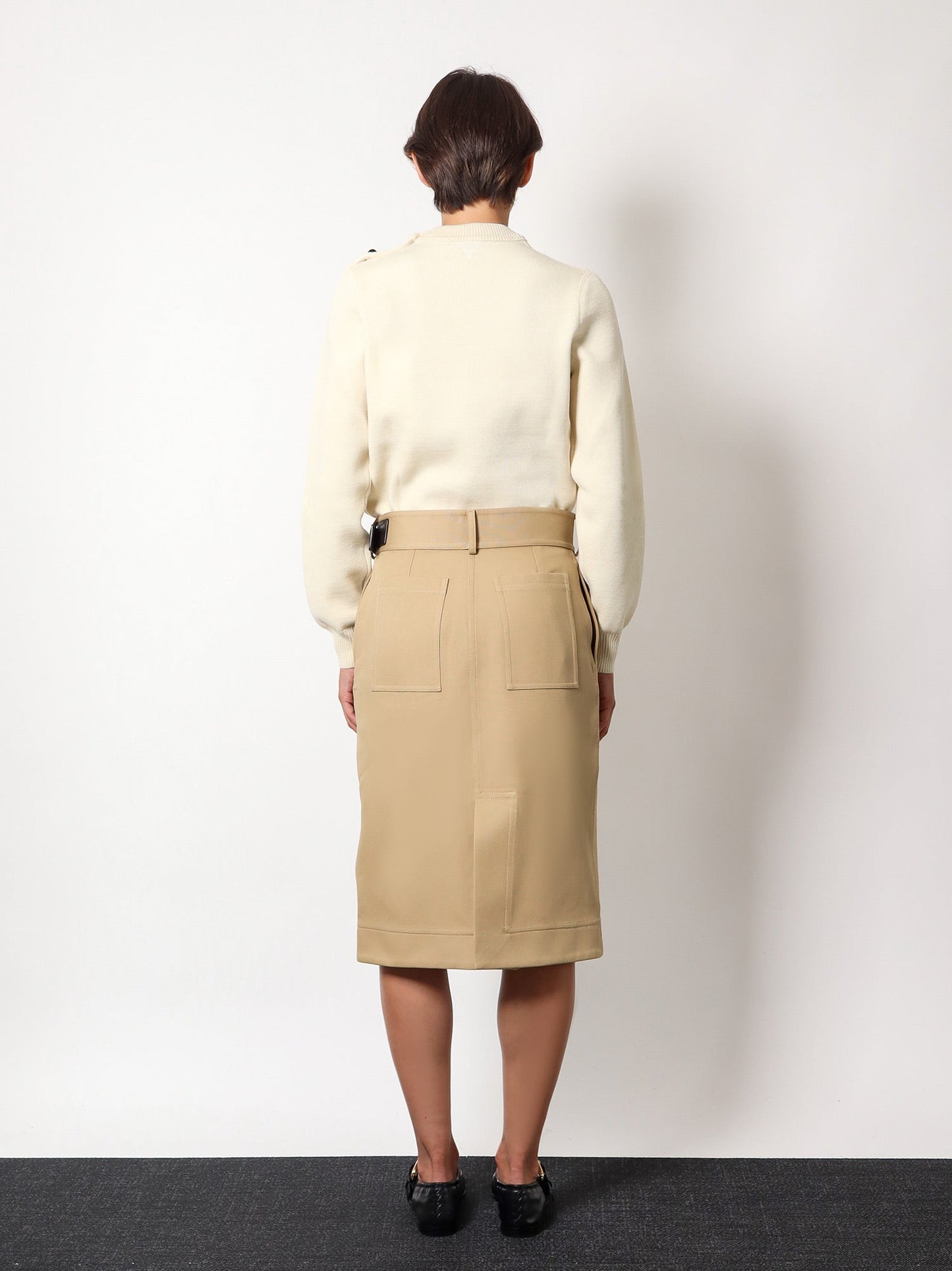 Cotton midi skirt with leather belt