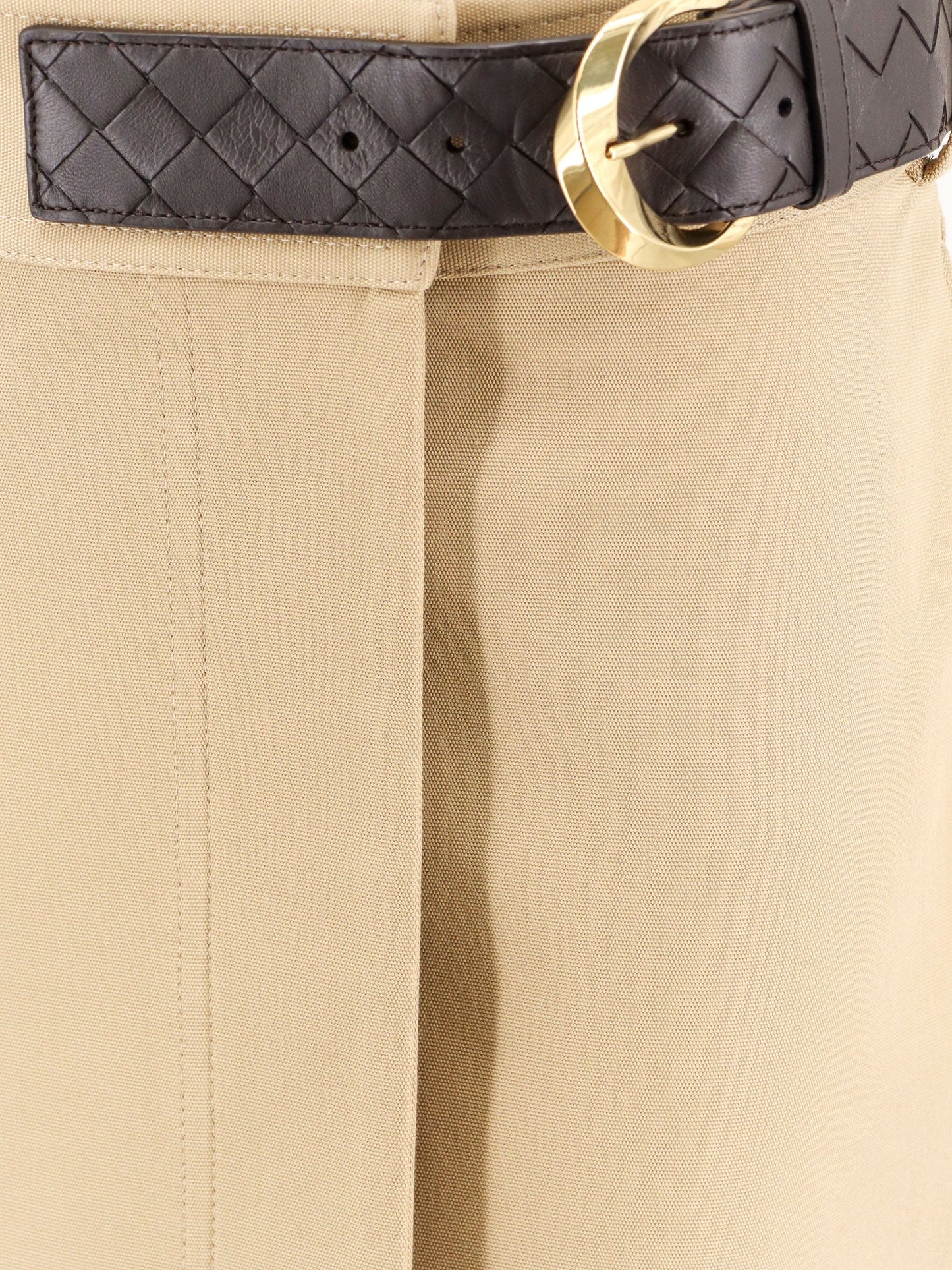 Cotton midi skirt with leather belt