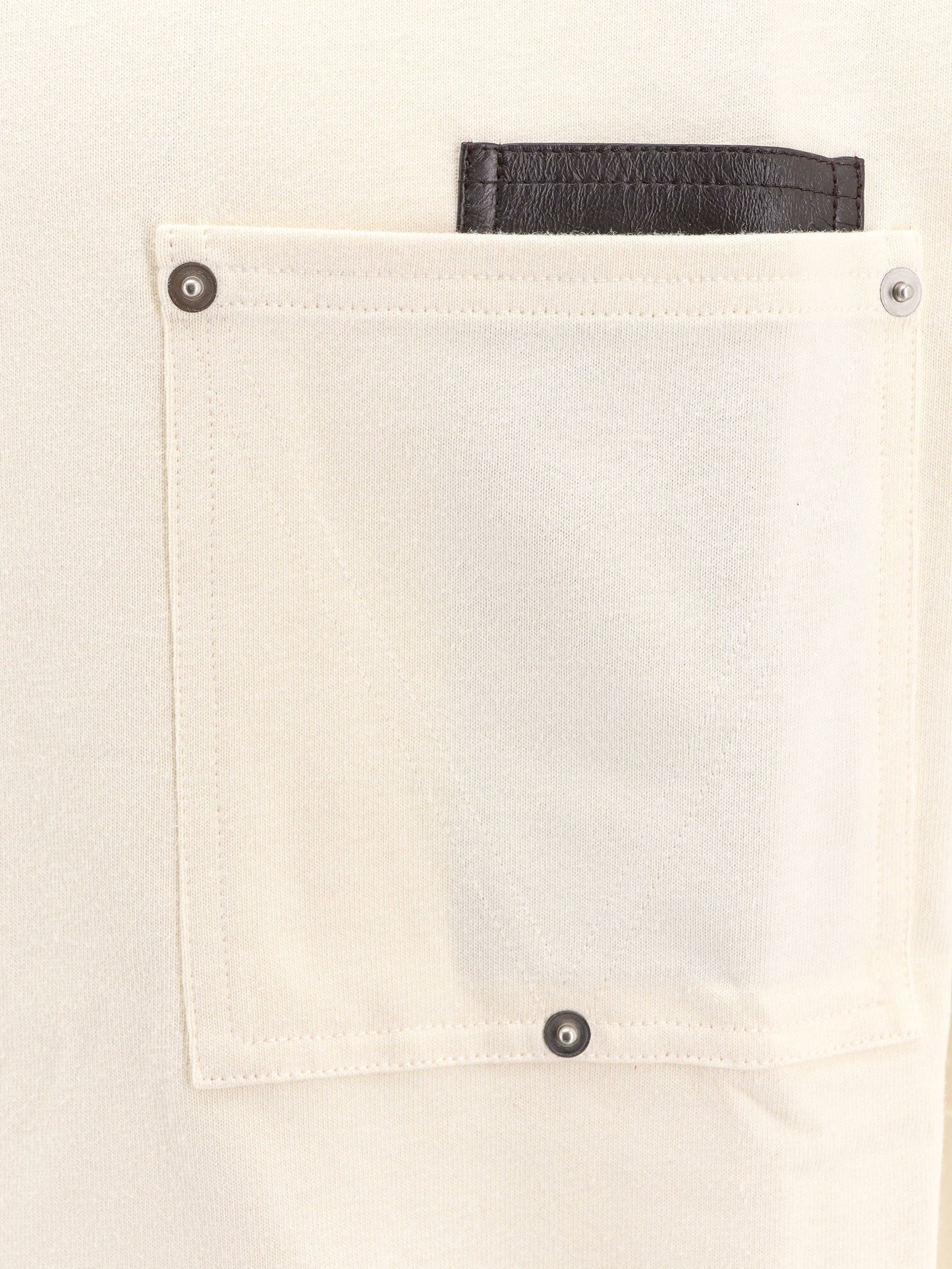 Cotton t-shirt with leather detail