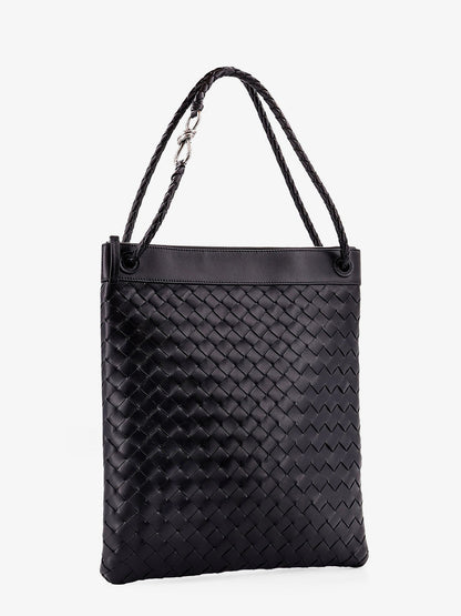 Shoulder bag with woven motif, zip closure and leather shoulder strap with metal knot detail thumbnail