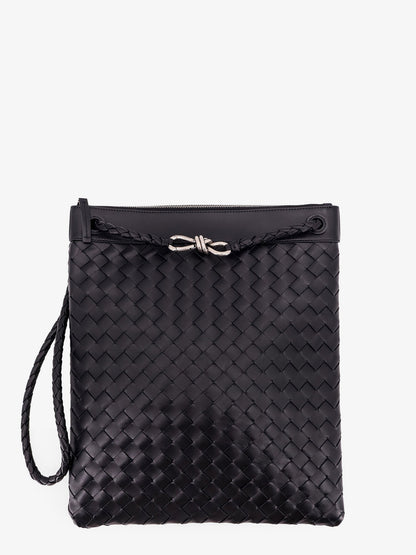 Shoulder bag with woven motif, zip closure and leather shoulder strap with metal knot detail thumbnail