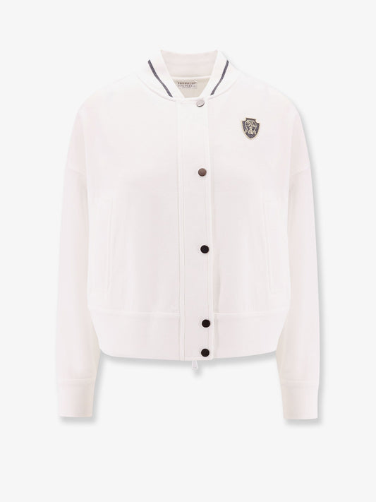 Sweatshirt with zip, double slider and external snap buttons