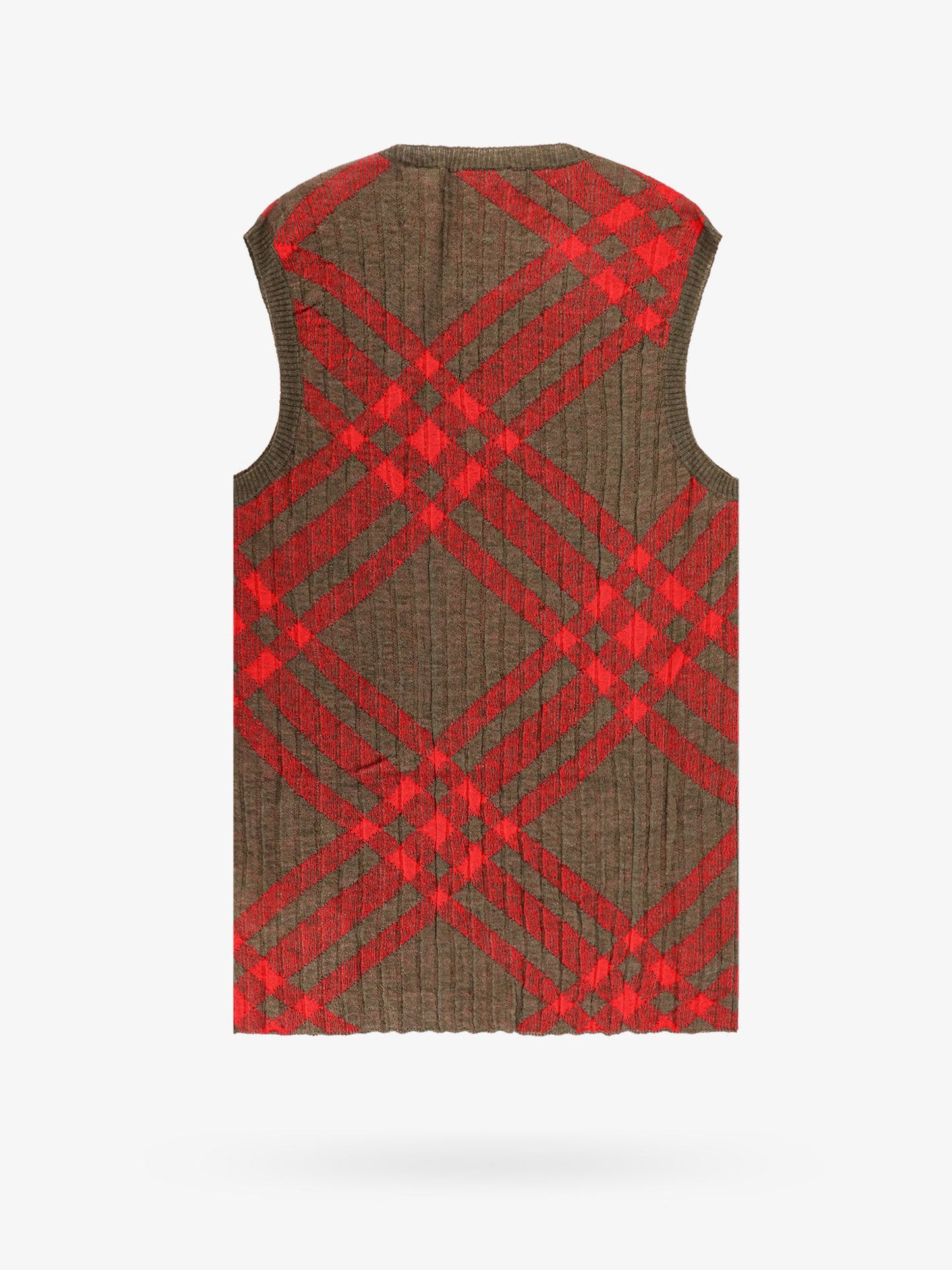 Ribbed vest with check intarsia