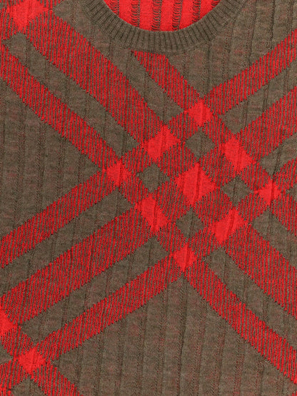 Ribbed vest with check intarsia thumbnail