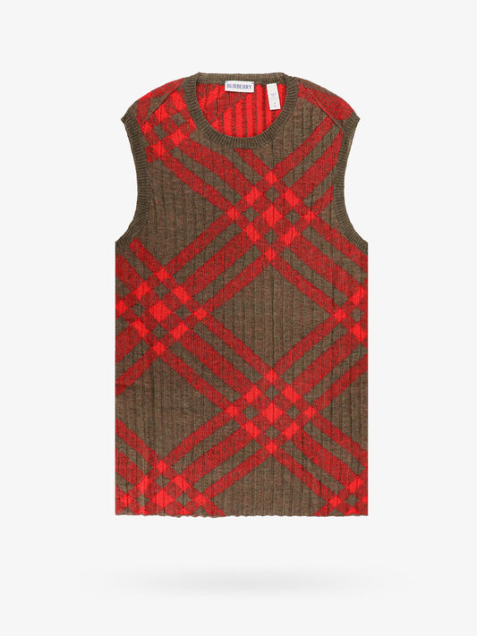 Ribbed vest with check intarsia