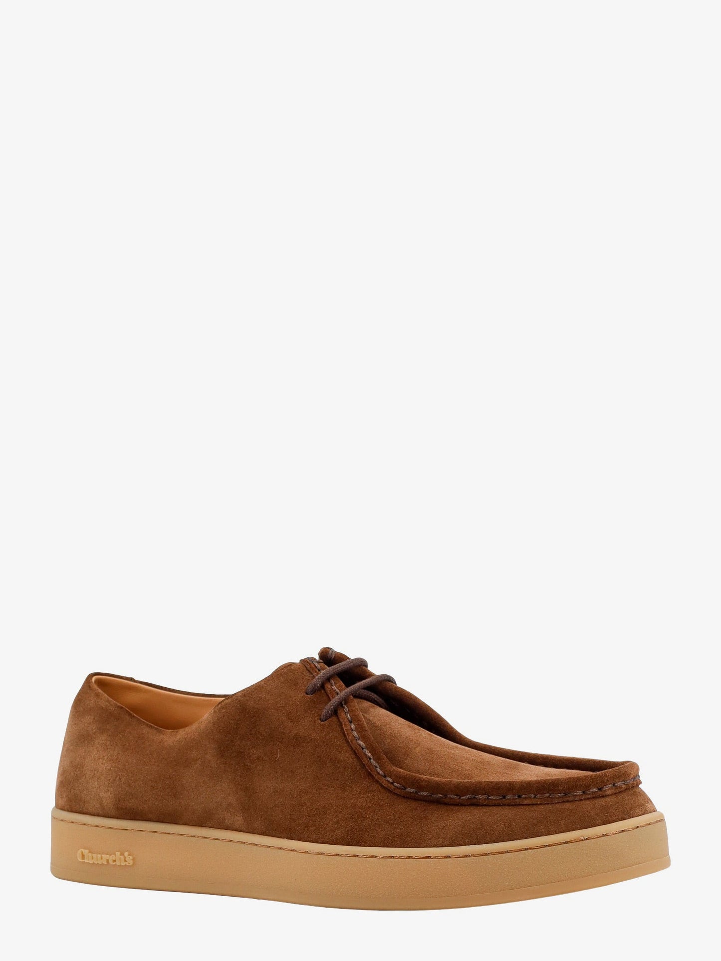 Suede lace-up shoe with embossed logo detail
