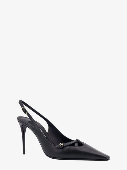 Leather slingback with metal monogram thumbnail