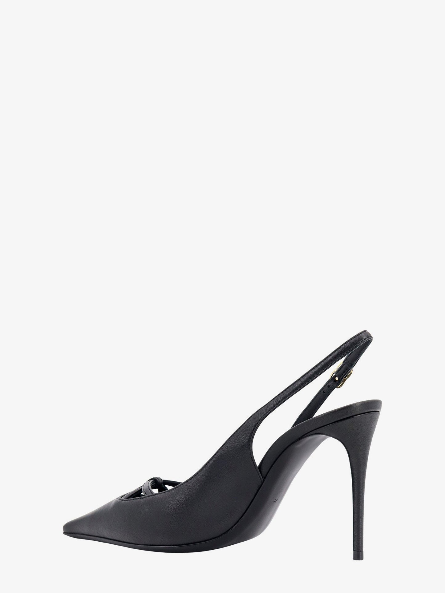 Leather slingback with metal monogram