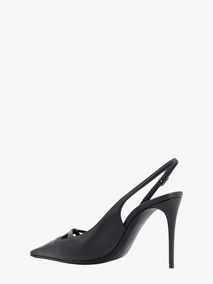 Leather slingback with metal monogram thumbnail