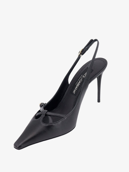 Leather slingback with metal monogram thumbnail