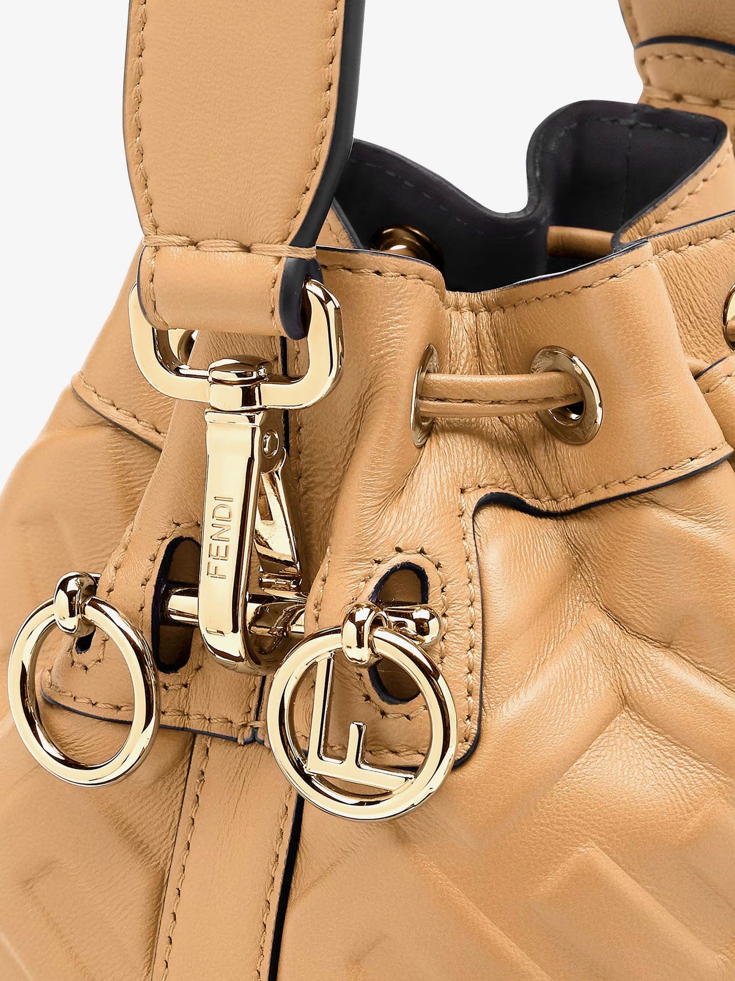 Leather bucket bag with FF motif