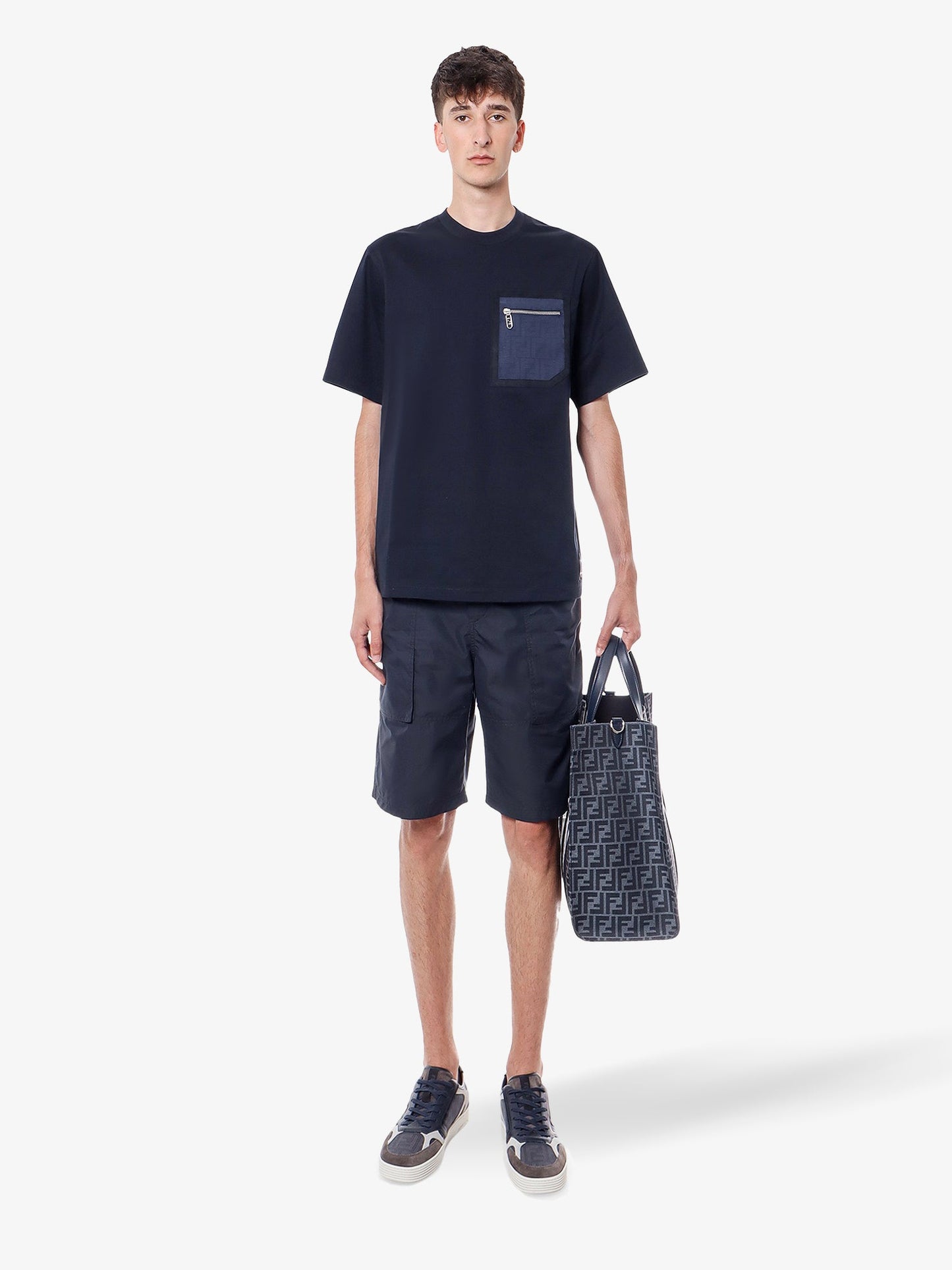 Cotton blend bermuda shorts with FF detail