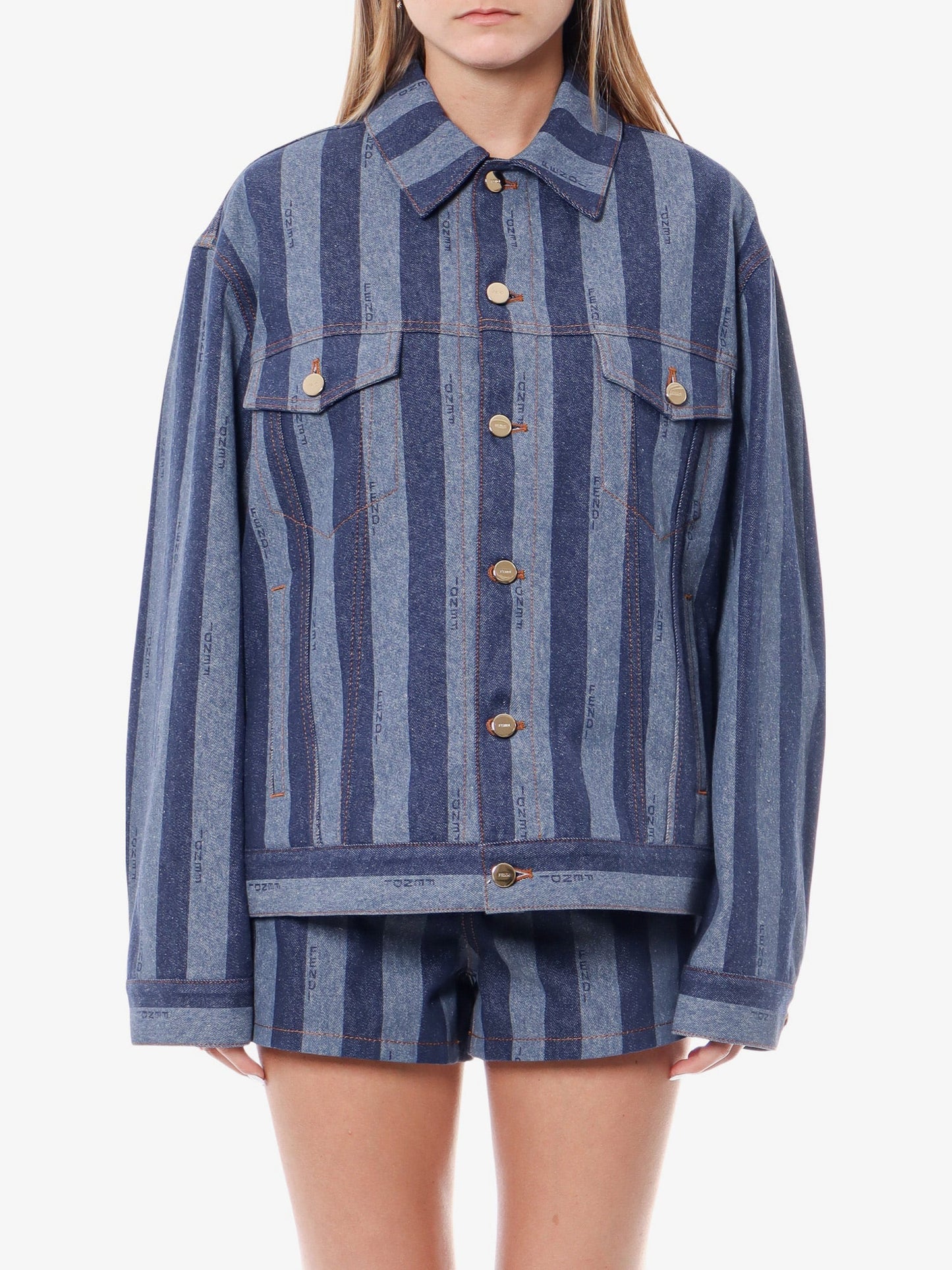 Denim jacket with pequin stripes