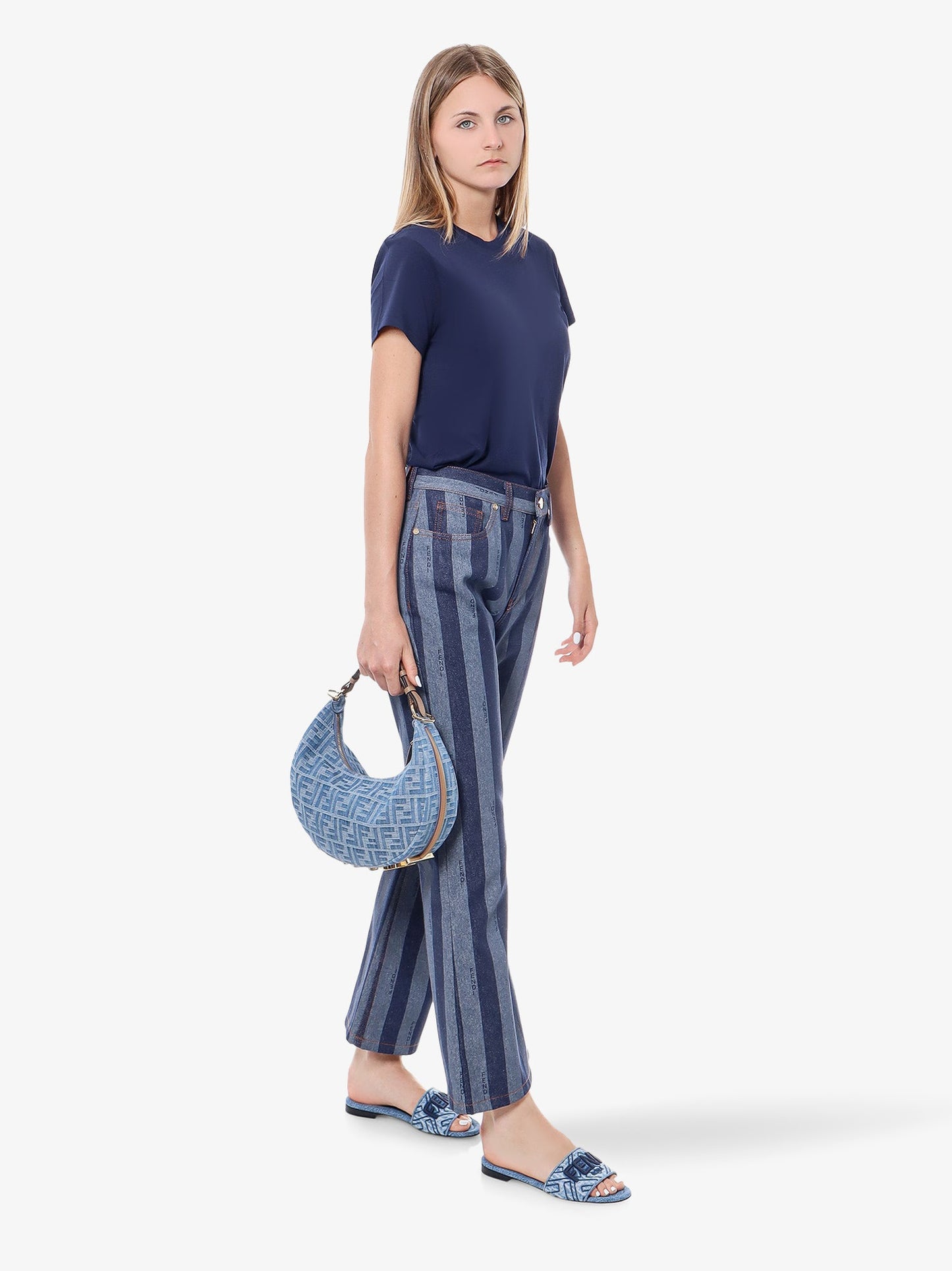 Cotton jeans with pequin stripes