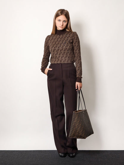 Pantaloni in lana vergine con dettagli ff in metallo thumbnail