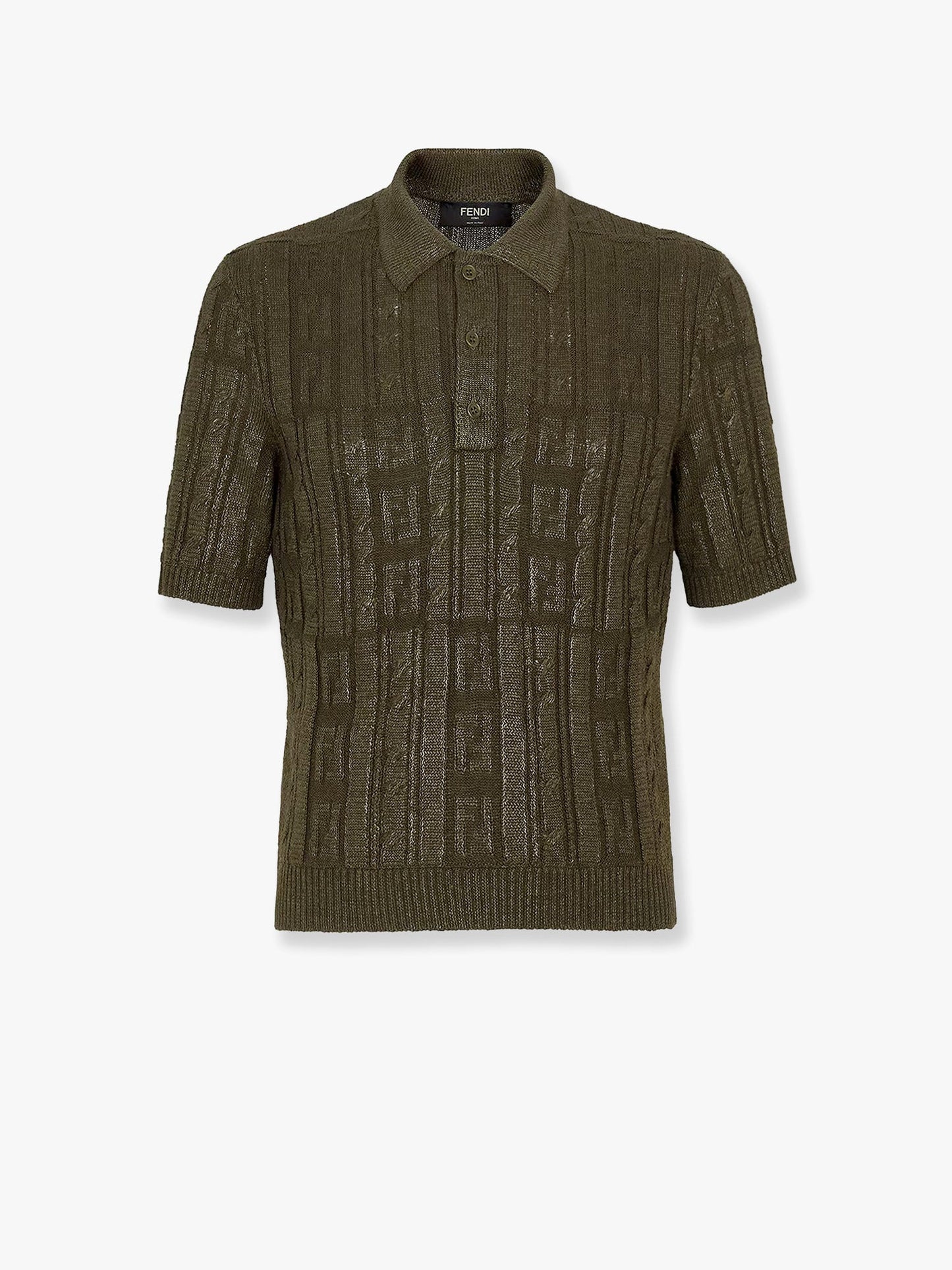 Braided wool polo shirt withFF details