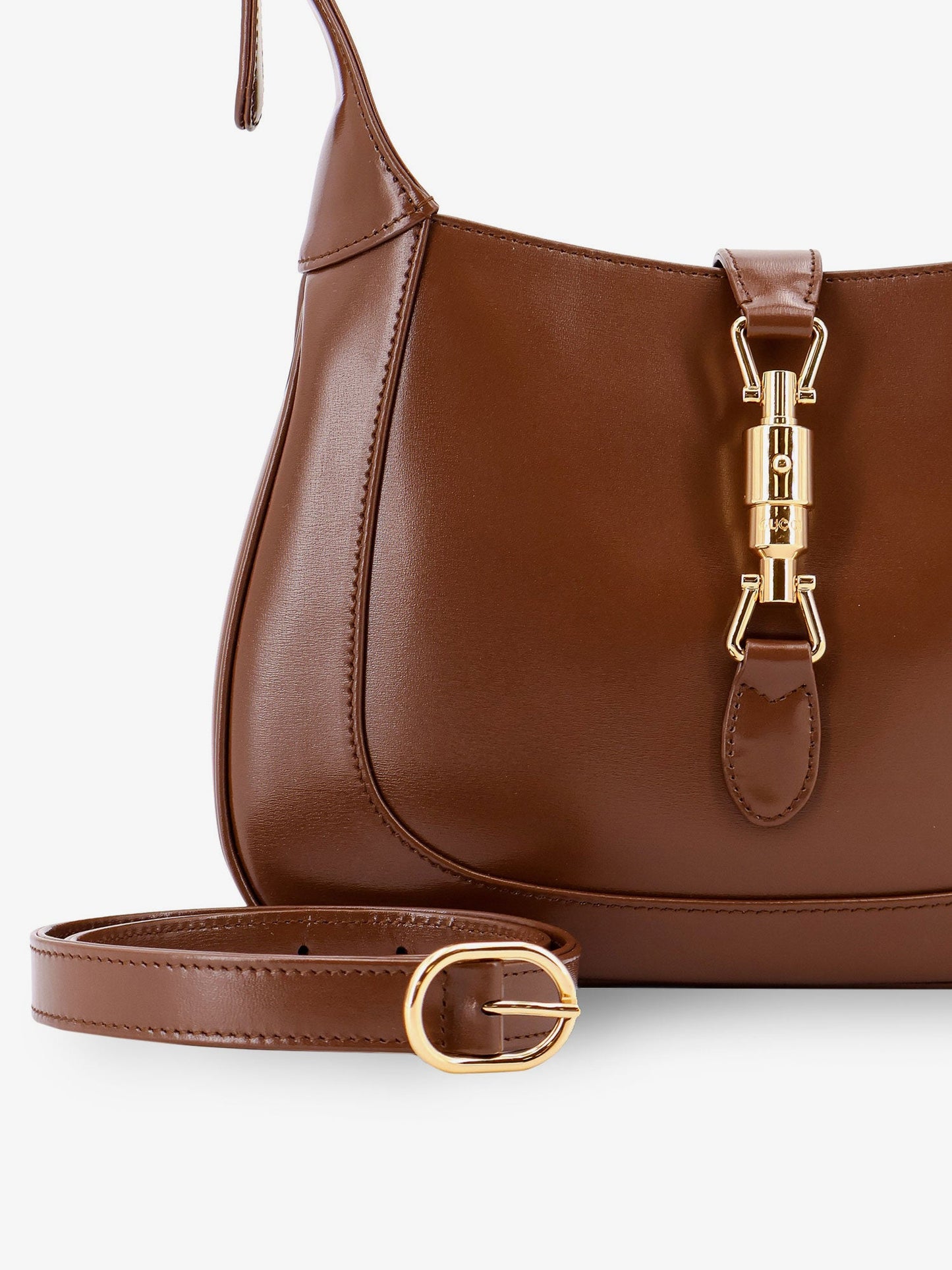 Leather shoulder bag with metal details