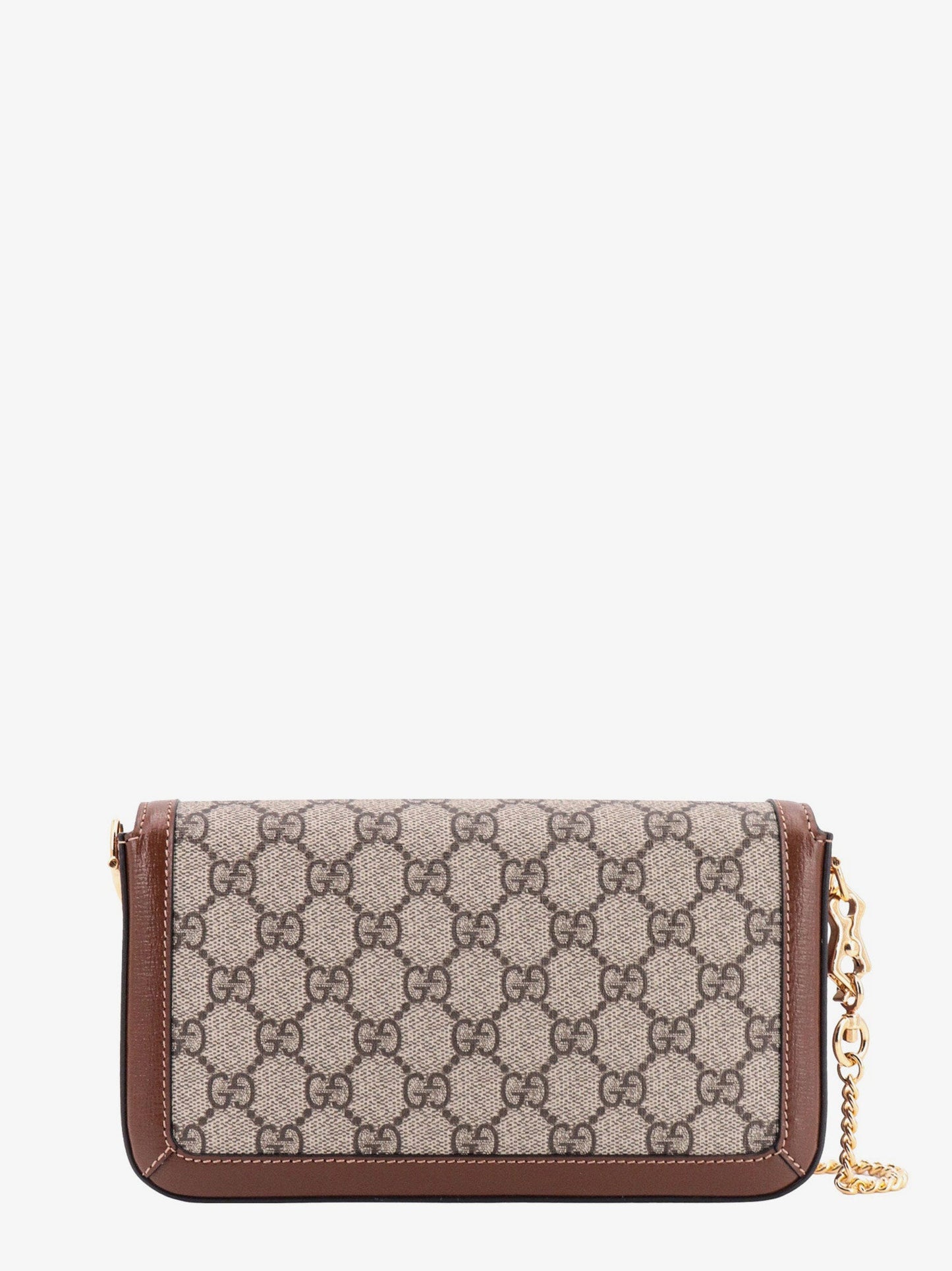 Borsa a spalla in tessuto GG supreme e pelle con iconico morsetto in metallo