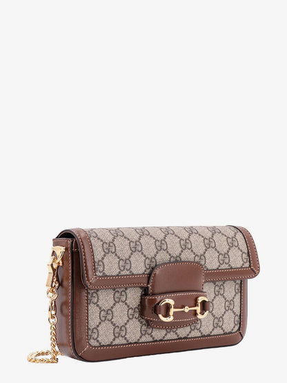 Borsa a spalla in tessuto GG supreme e pelle con iconico morsetto in metallo thumbnail