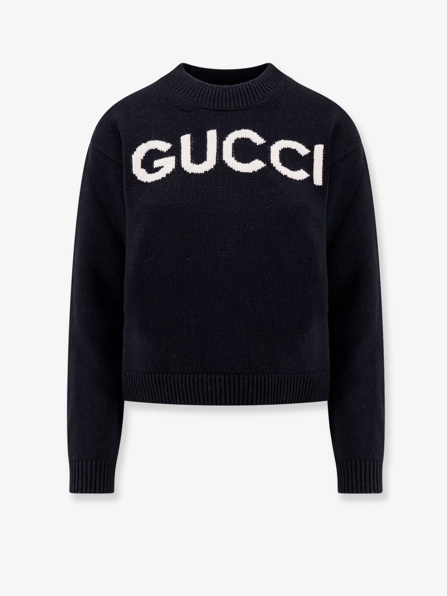 Maglia in lana con ricamo gucci sulla parte anteriore