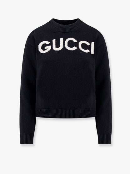 Maglia in lana con ricamo gucci sulla parte anteriore thumbnail