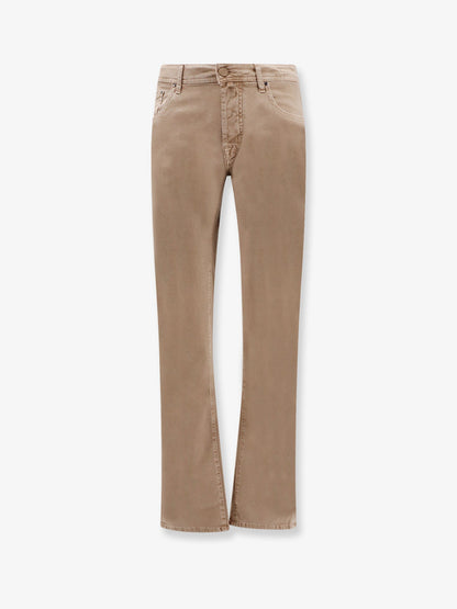Regular slim fit cotton trouser with back pony-skin patch thumbnail