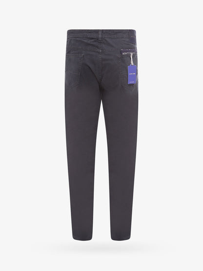 Regular slim fit cotton trouser with back pony-skin patch thumbnail