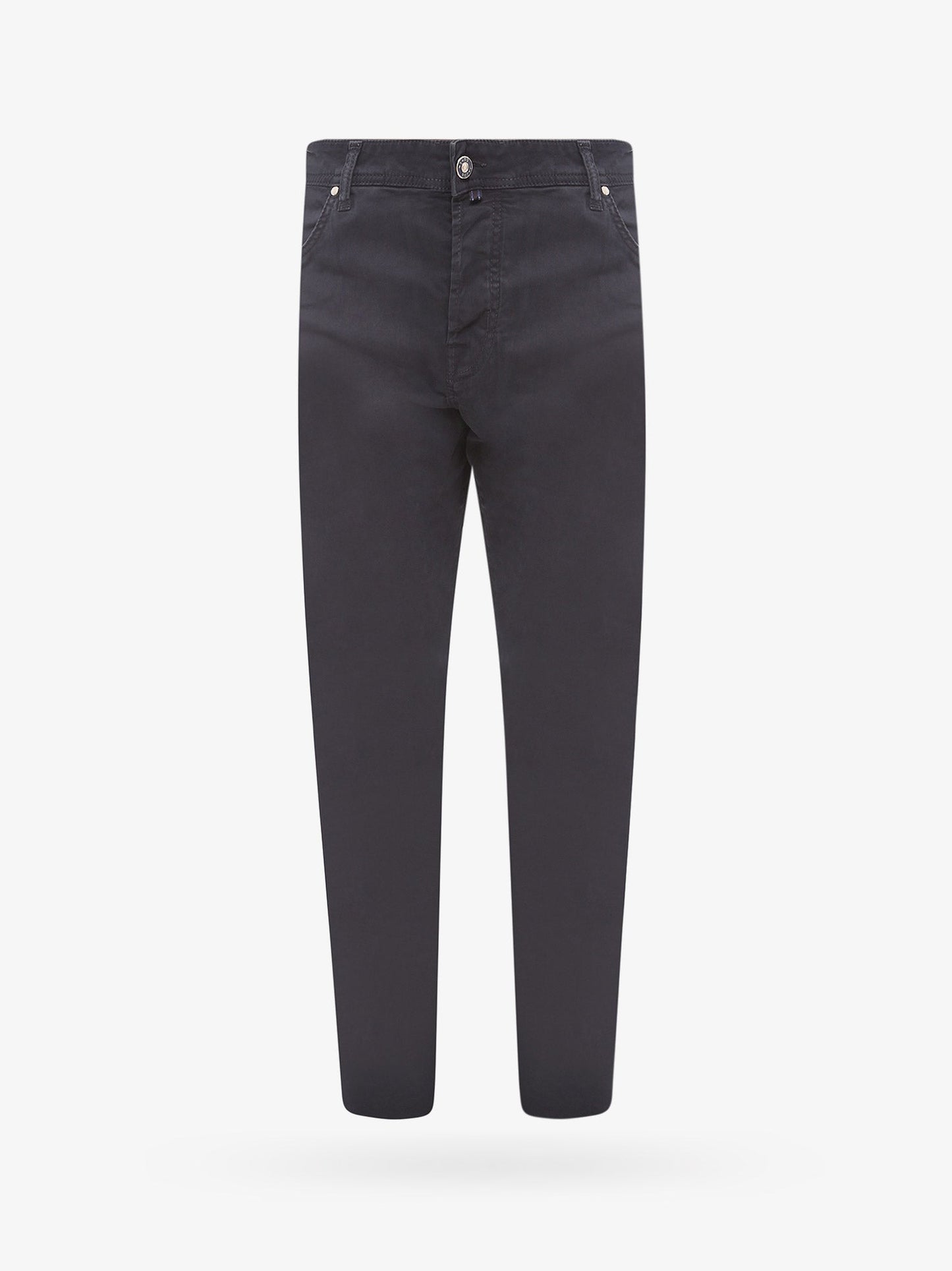 Regular slim fit cotton trouser with back pony-skin patch