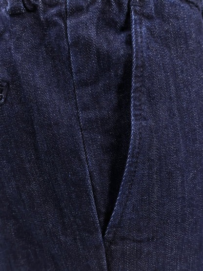 Blue denim jeans with drawstring thumbnail