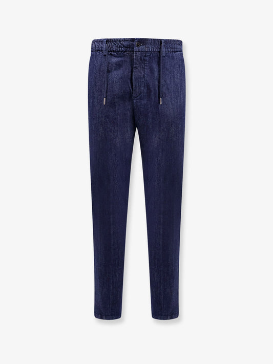 Blue denim jeans with drawstring