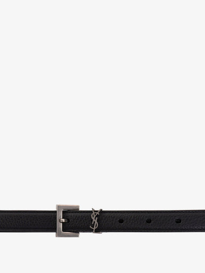 Leather belt with metal monogram thumbnail