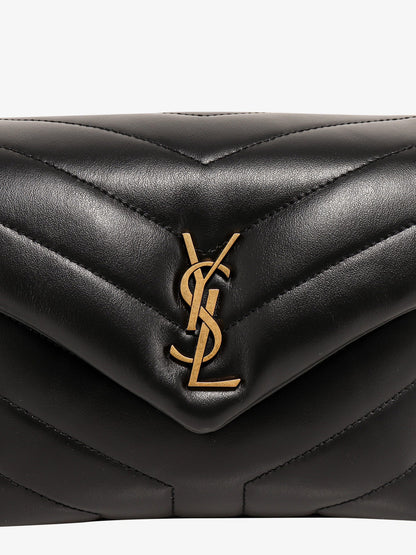 Matelassé leather shoulder bag with frontal monogram thumbnail