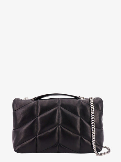 Matelassé leather shoulder bag with frontal monogram thumbnail