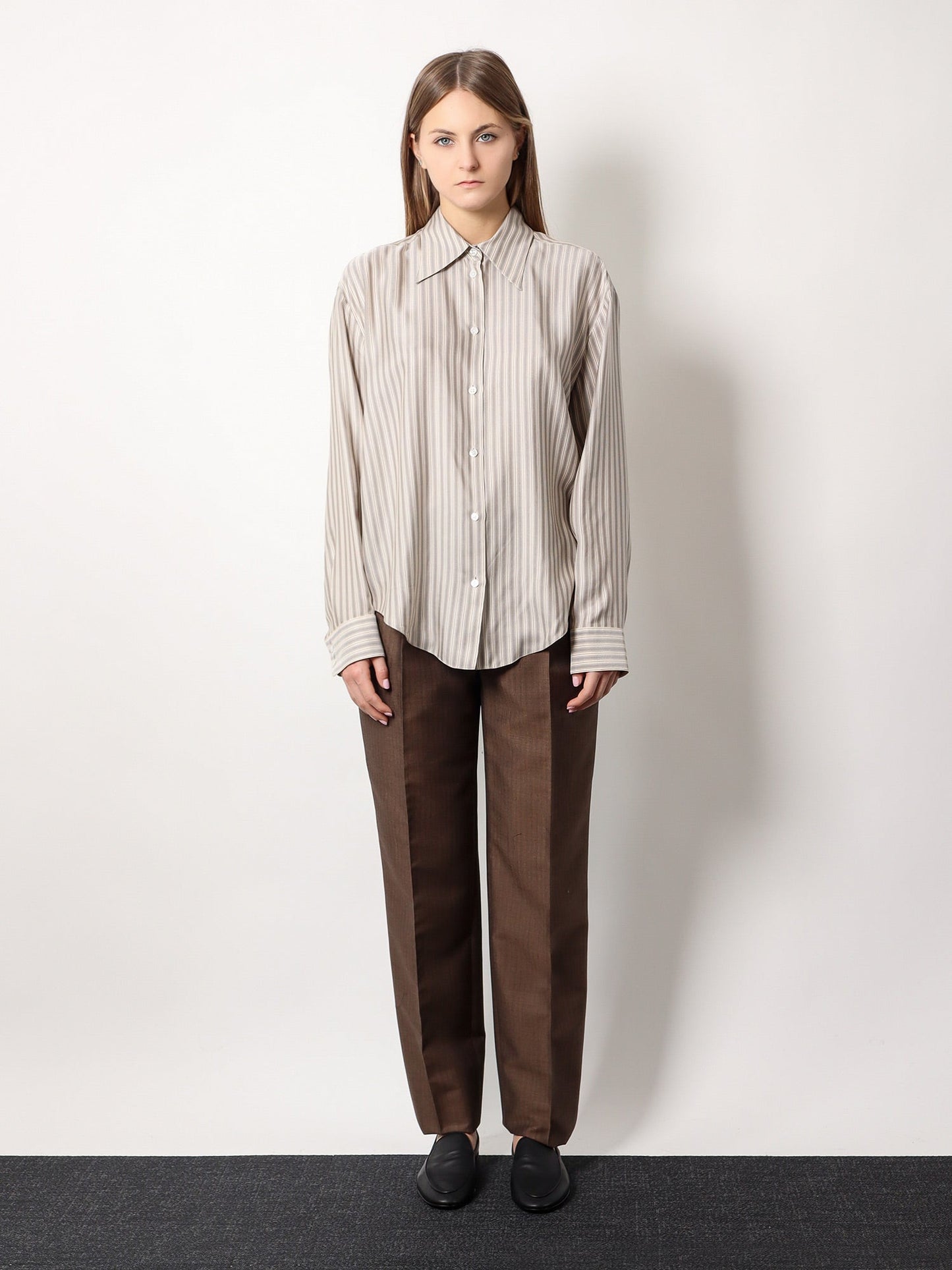 Camicia parave in seta a righe