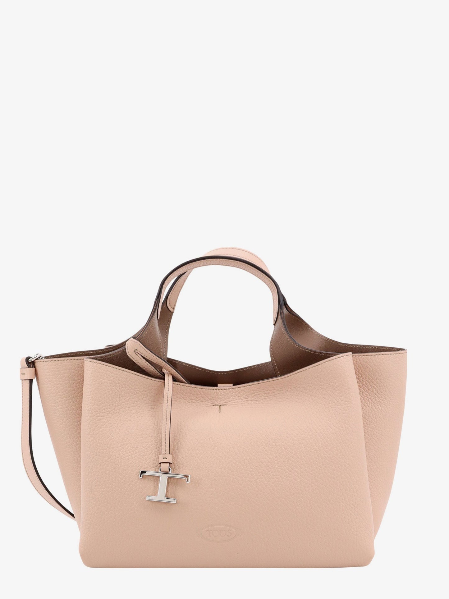 Leather handbag with T timeless detail
