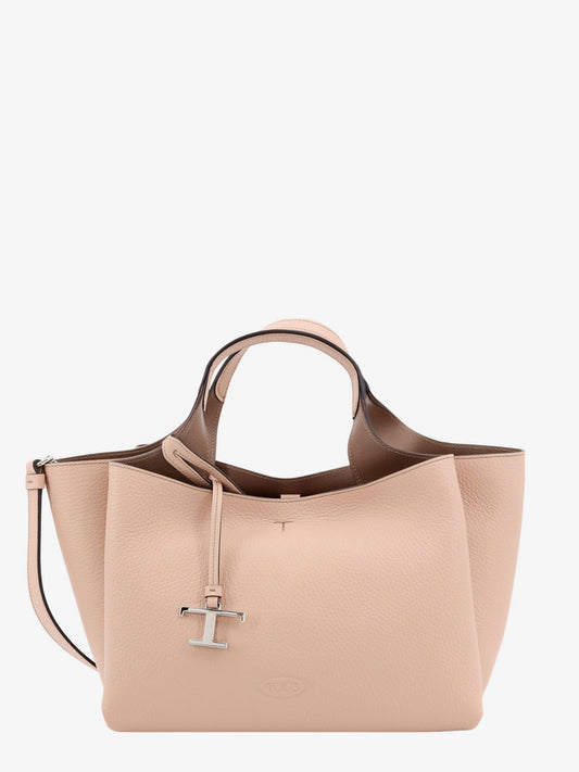 Leather handbag with T timeless detail