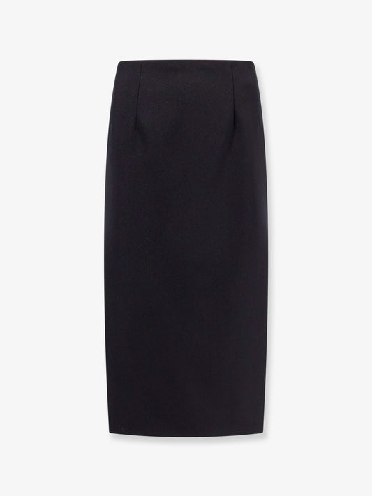 Virgin wool longuette skirt with slits and silk lining