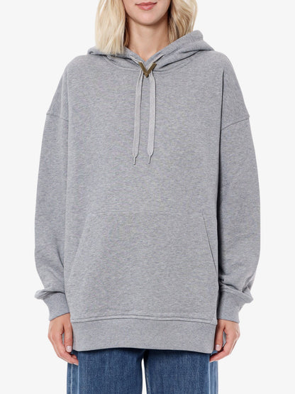 Valentino cotton sweatshirt with hood and metallic v detail thumbnail