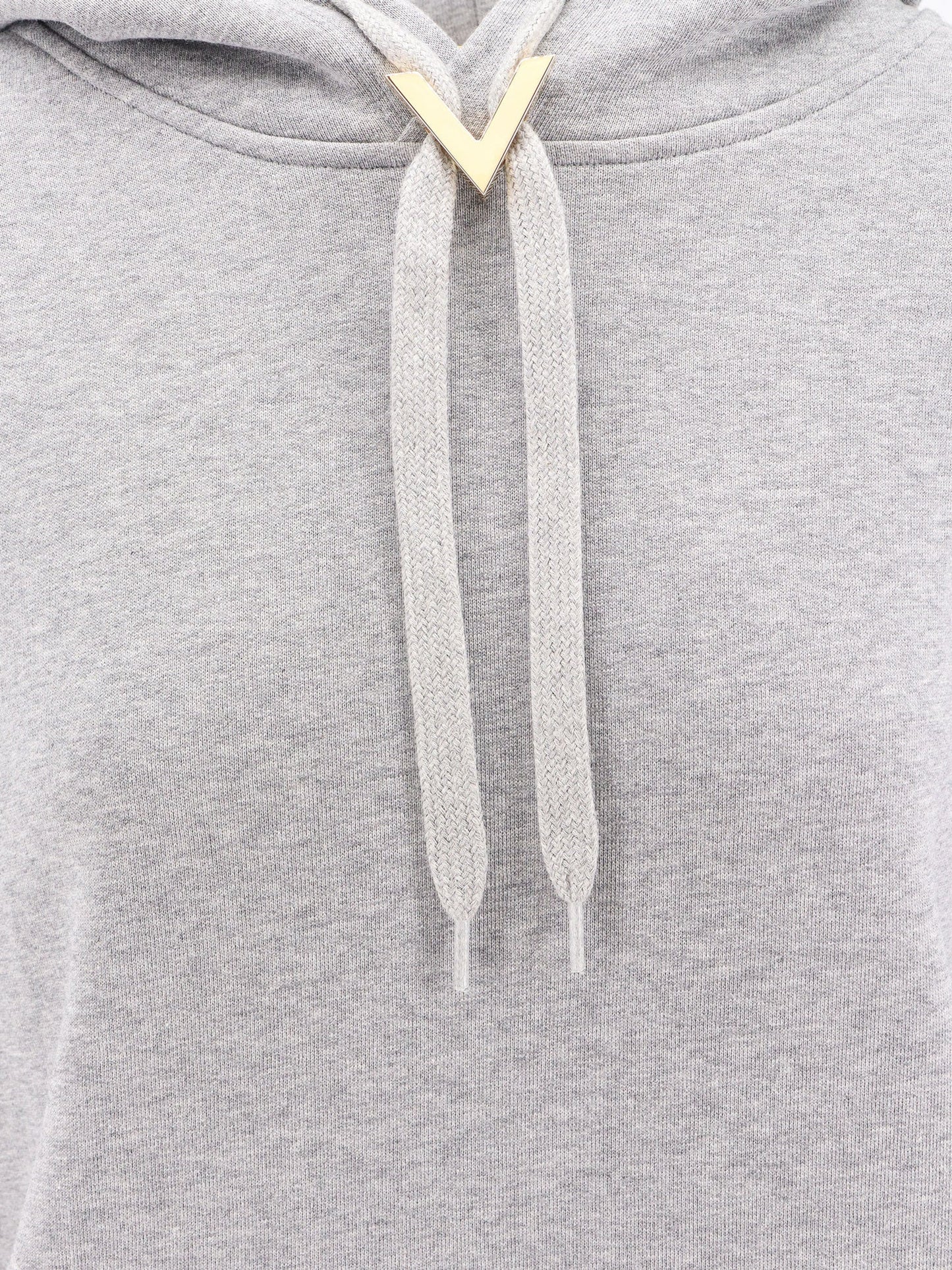 Valentino cotton sweatshirt with hood and metallic v detail