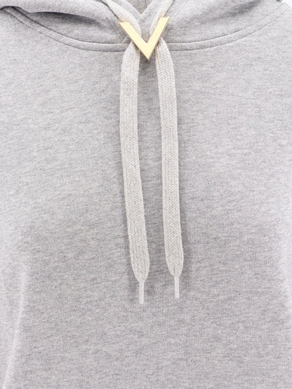 Valentino cotton sweatshirt with hood and metallic v detail thumbnail