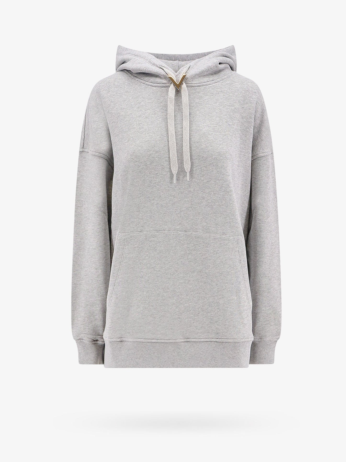 Valentino cotton sweatshirt with hood and metallic v detail